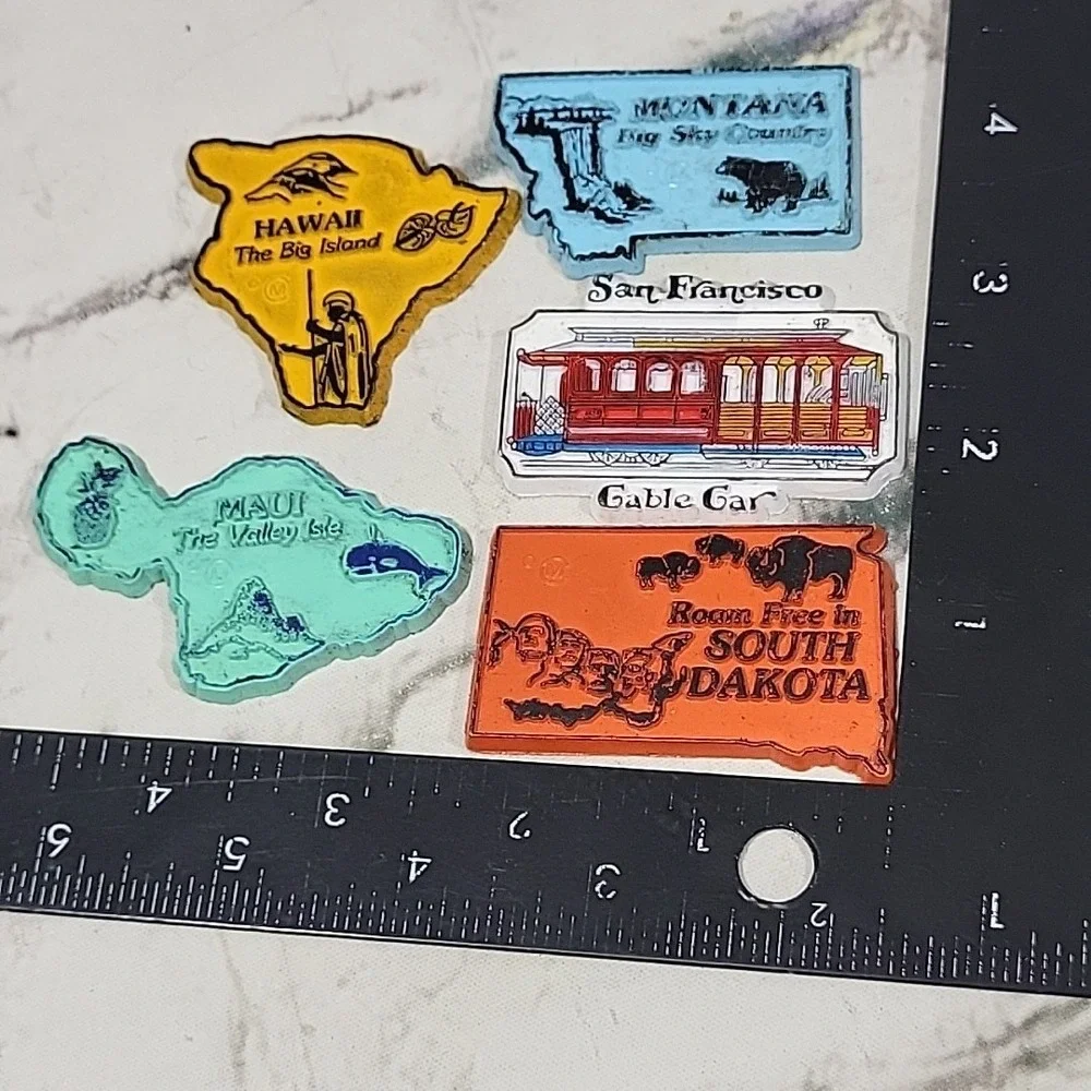 Vintage Fridge‎ Magnets US States Travel Souvenir Lot Of 5 Rubber Hawaii Montana